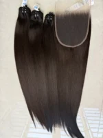 Anbi Raw Vietnamese Bundle Pack · 3 Bundles + HD 5x5 Closure · 22" · Bone Straight - Image 3